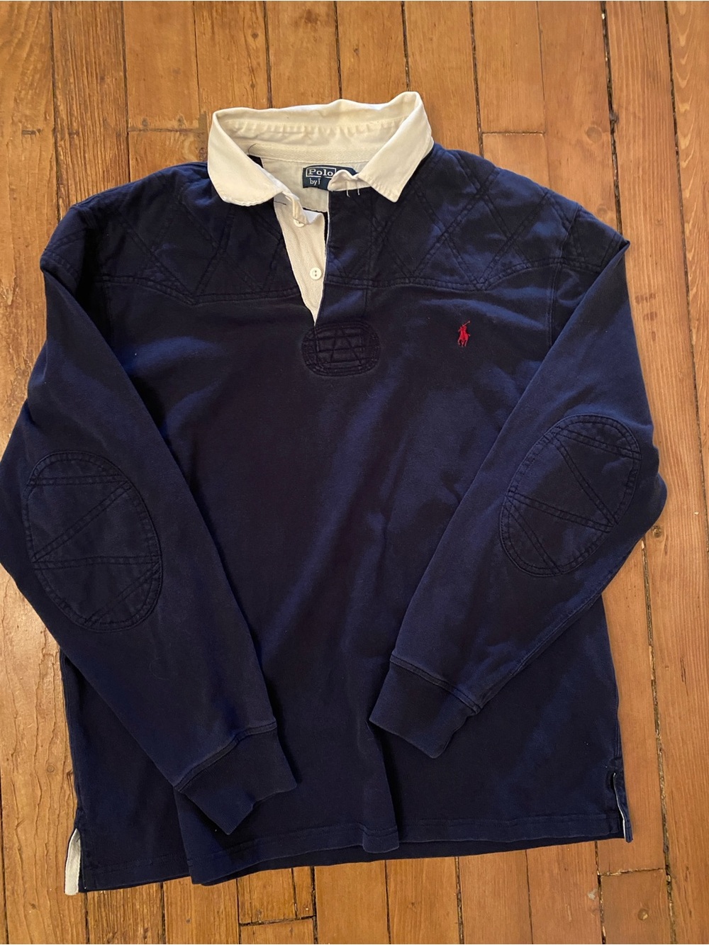 Polo by Ralph Lauren Navy Long-Sleeve Rugby Shirt with Contrast Collar